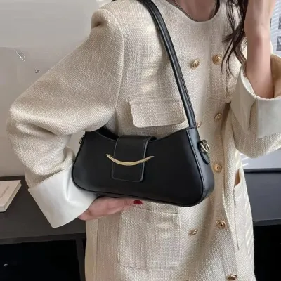 PU Leather Small Half Moon Clutch Women's Bag 